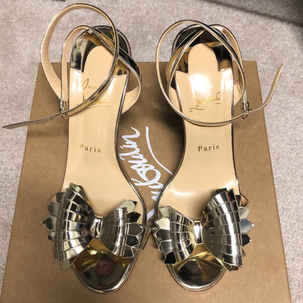 Christian Louboutin Miss Valois Gold Heels